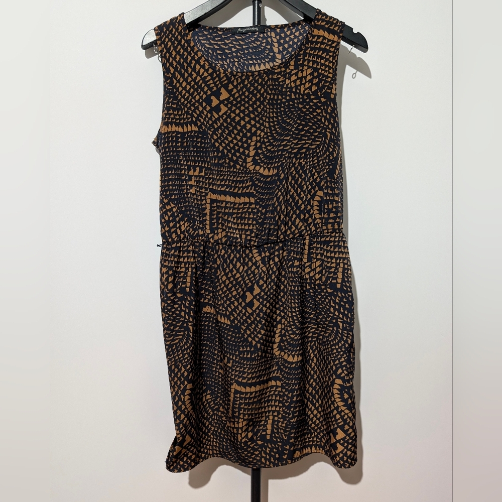Foreign Exchange Geo Midi Dress - Black/Brown (No Belt)